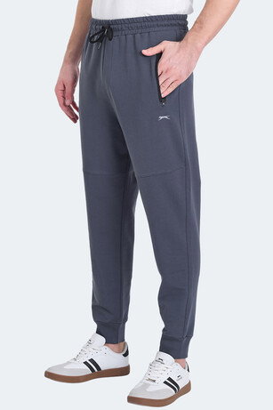 Slazenger ONON IN Erkek Fermuar Cepli Koyu Gri Eşofman Altı 