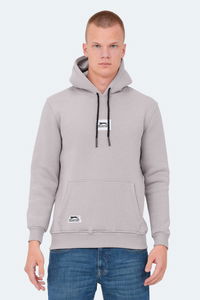 Slazenger - Slazenger OPHIR I Erkek Kapüşonlu Cepli Taş Gri Sweatshırt