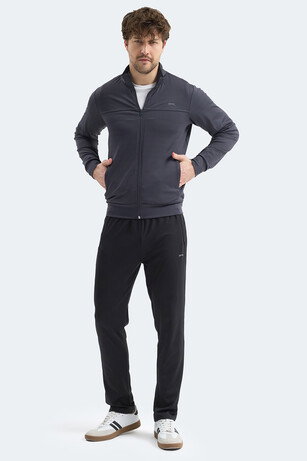 Slazenger OPRAH Erkek Fermuarlı Dik Yaka Cepli Koyu Gri Eşofman Takımı