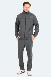 Slazenger - Slazenger ORDER IN Erkek Fermuarlı Dik Yaka Cepli Koyu Gri Eşofman Takımı