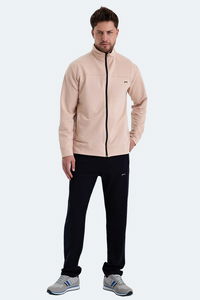 Slazenger - Slazenger ORDER IN Erkek Fermuarlı Dik Yaka Cepli Bej Eşofman Takımı