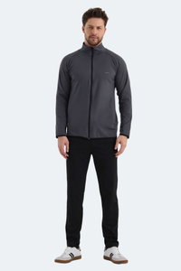 Slazenger - Slazenger ORRA IN Erkek Fermuarlı Dik Yaka Cepli Koyu Gri Eşofman Takımı