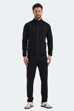 Slazenger ORRA IN Erkek Fermuarlı Dik Yaka Cepli Siyah Eşofman Takımı 