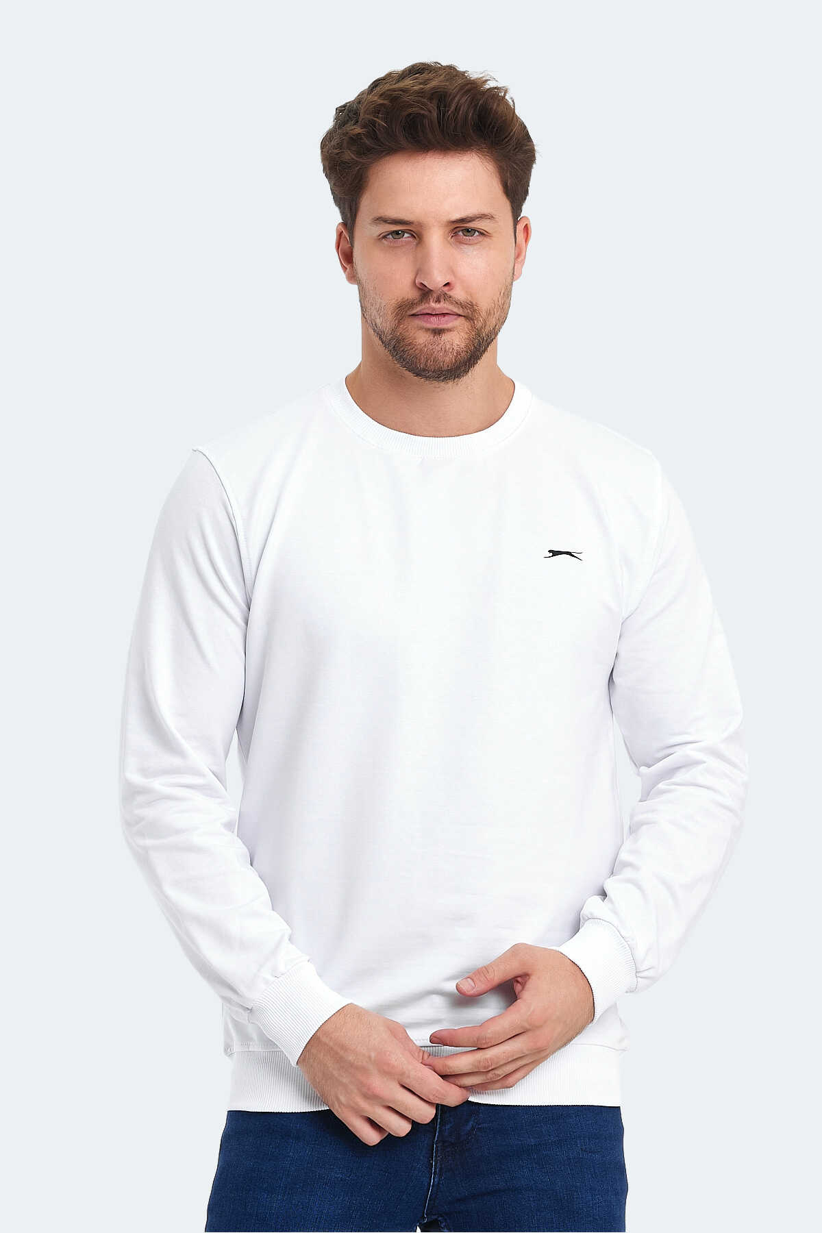 Slazenger - Slazenger ORVAR IN Erkek Sweatshirt Kırık Beyaz