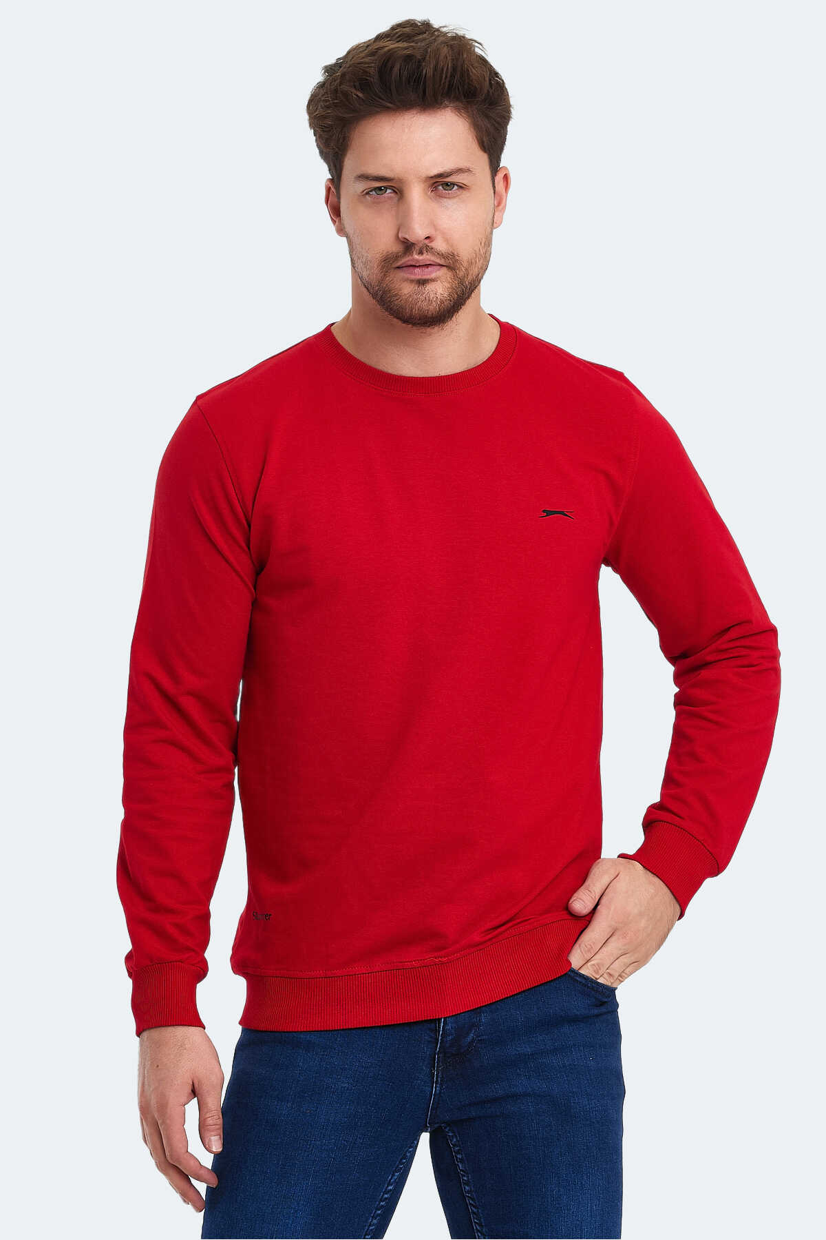 Slazenger - Slazenger ORVAR IN Erkek Sweatshirt Kırmızı