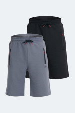 Slazenger - Slazenger OSAKU 2 Lİ SET Erkek Siyah - Koyu Gri Şort
