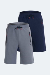 Slazenger - Slazenger OSAKU 2 Lİ SET Erkek Lacivert - Koyu Gri Şort