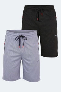 Slazenger - Slazenger OSAMU 2 Lİ SET Erkek Cepli Siyah - Gri Şort