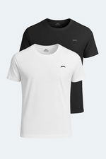 Slazenger - Slazenger OSWIN 2 li Set Erkek Beyaz - Siyah Tişört