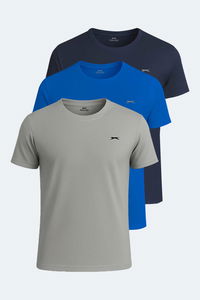 Slazenger - Slazenger OSWIN 3 lü Set Erkek Gri - Lacivert - Saks Mavi Tişört Slazenger - Slazenger OSWIN 3 lü Set Erkek Gri - Lacivert - Saks Mavi Tişört
