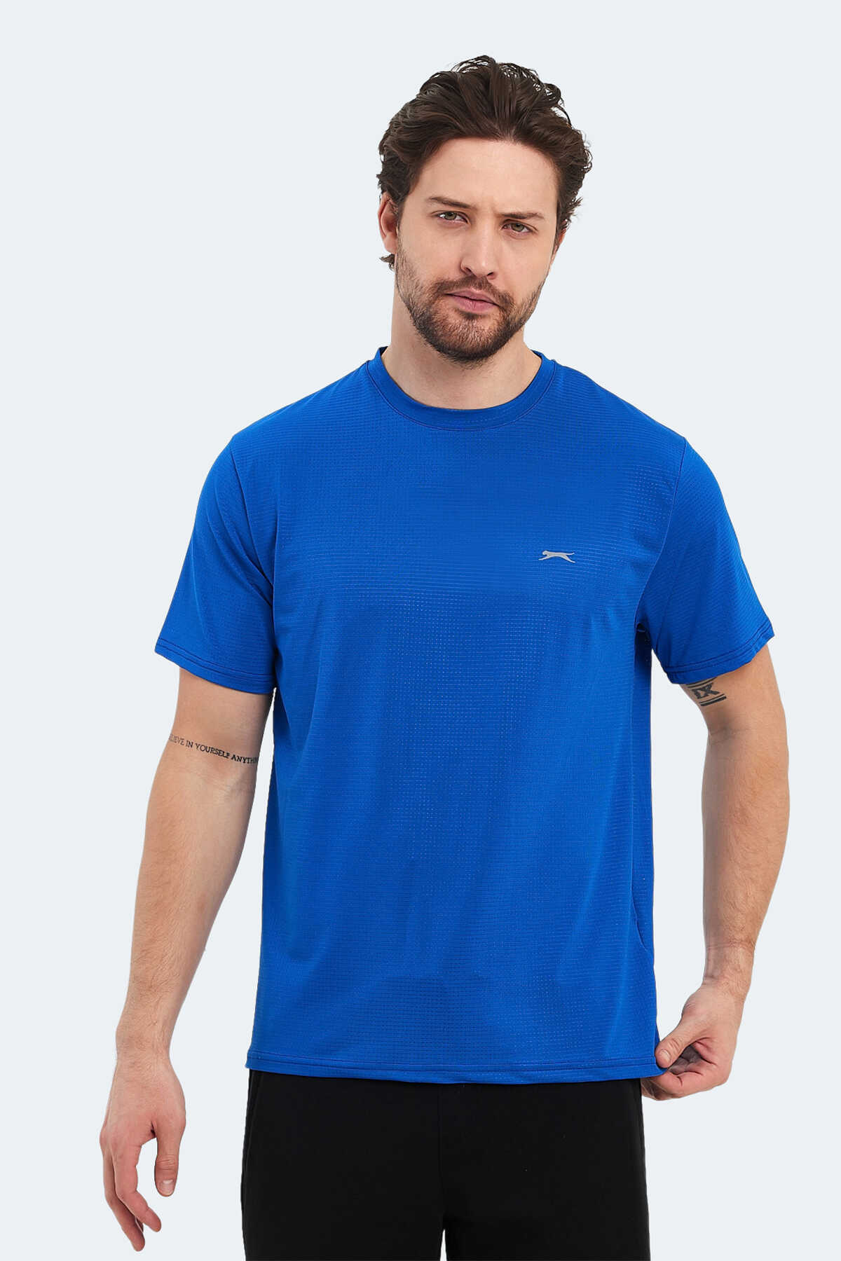 Slazenger - Slazenger OSWIN IN Erkek Saks Mavi Tişört