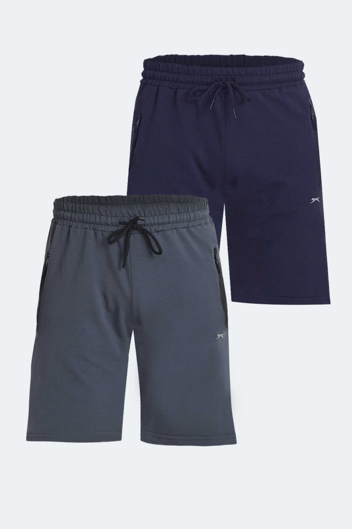 Slazenger - Slazenger OVER 2 li Set Erkek Şort Lacivert - Koyu Gri