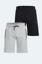 Slazenger - Slazenger OVER 2 li Set Erkek Siyah - Gri Şort