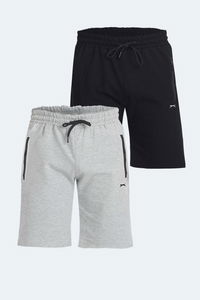 Slazenger - Slazenger OVER 2 li Set Erkek Siyah - Gri Şort Slazenger - Slazenger OVER 2 li Set Erkek Siyah - Gri Şort