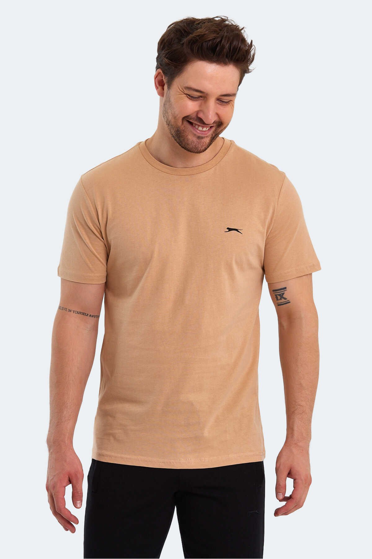 Slazenger - Slazenger PAINT Erkek Kısa Kol T-Shirt Bej