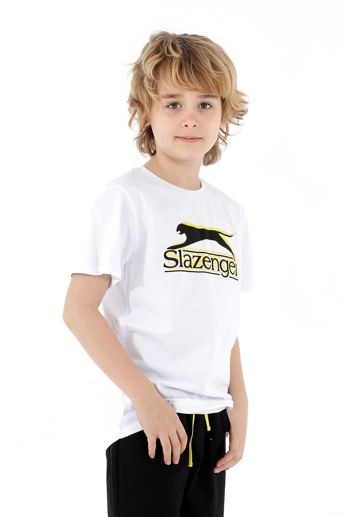 Slazenger - Slazenger PALLE Erkek Çocuk Kısa Kol T-Shirt Beyaz