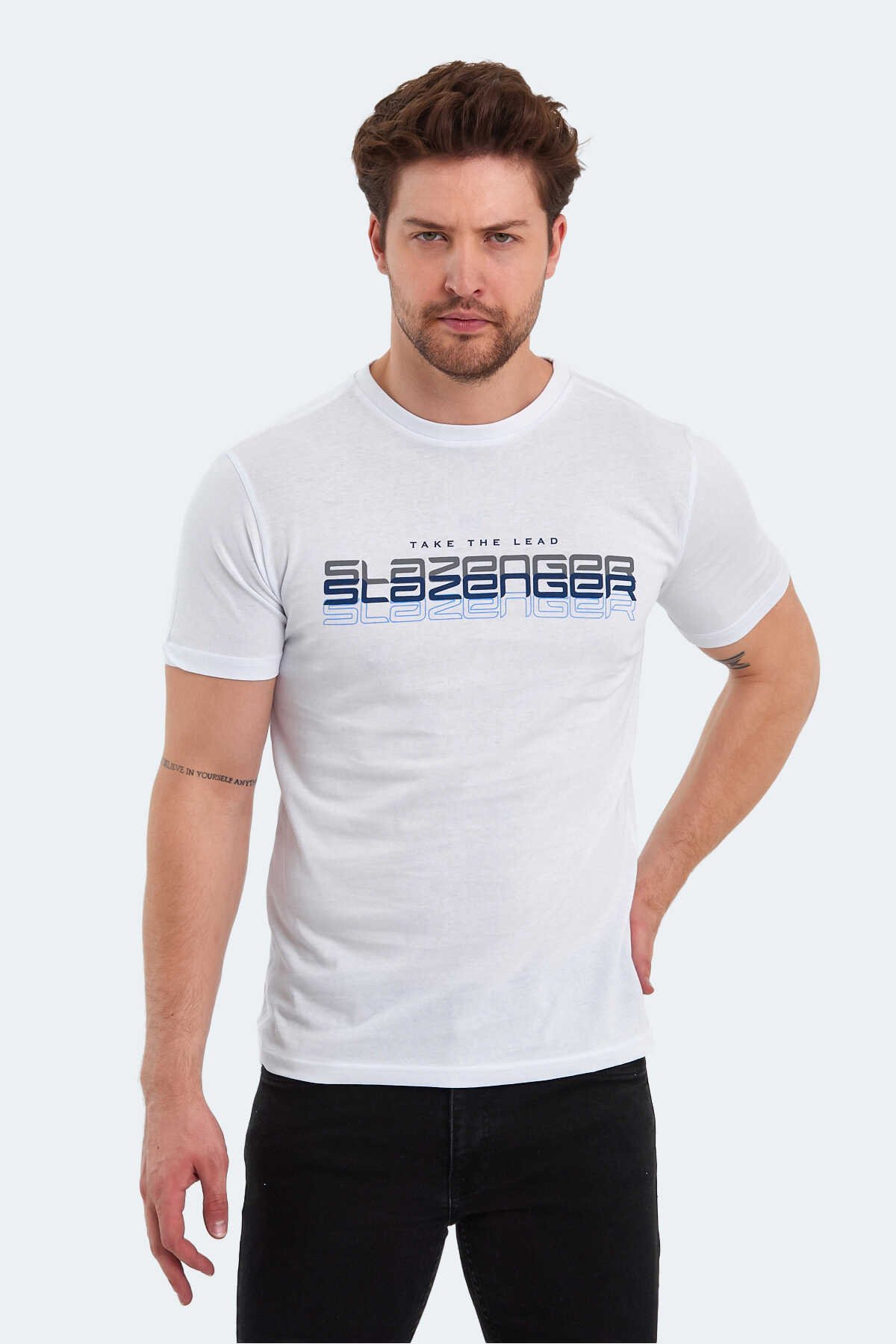 Slazenger - PALLU Erkek T-Shirt Beyaz