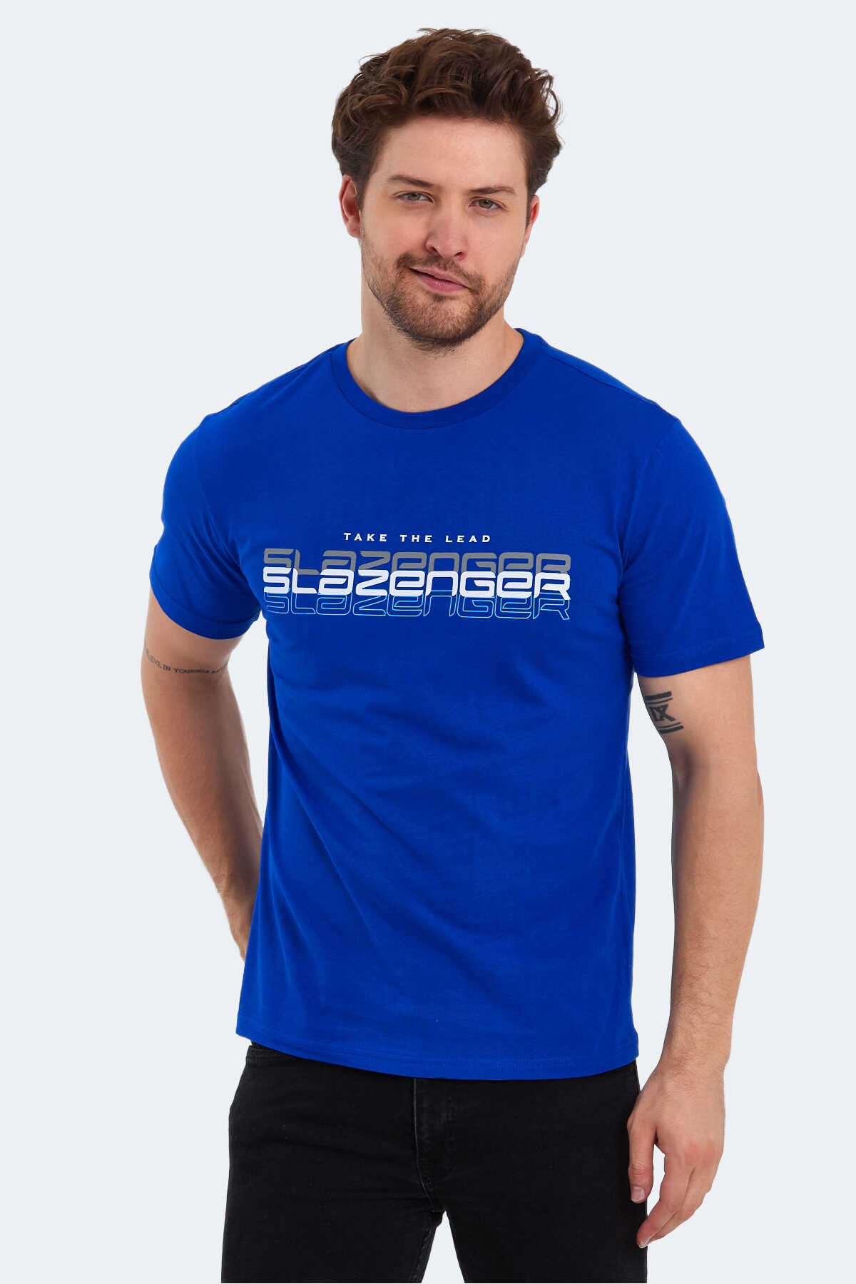 Slazenger - PALLU Erkek T-Shirt Saks Mavi