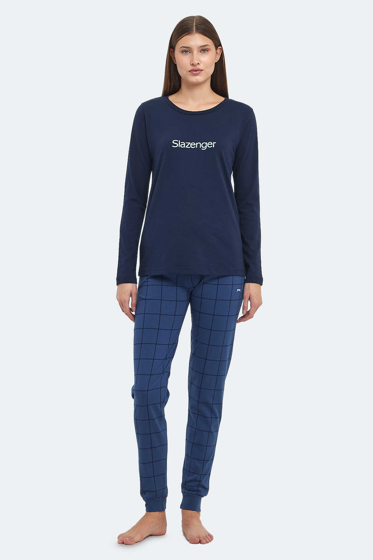 Slazenger - Slazenger PAOLINA IN Kadın Pamuklu Lacivert / Turkuaz Pijama
