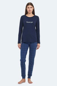 Slazenger - Slazenger PAOLINA IN Kadın Pamuklu Lacivert / Turkuaz Pijama