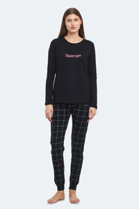 Slazenger - Slazenger PAOLINA IN Kadın Pamuklu Siyah / Fuşya Pijama