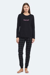 Slazenger - Slazenger PAOLINA IN Kadın Pamuklu Siyah / Fuşya Pijama