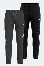 Slazenger - Slazenger PAPA 2 Lİ SET Erkek Siyah - Koyu Gri Eşofman Altı