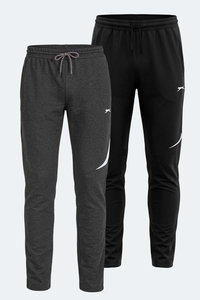 Slazenger - Slazenger PAPA 2 Lİ SET Erkek Siyah - Koyu Gri Eşofman Altı