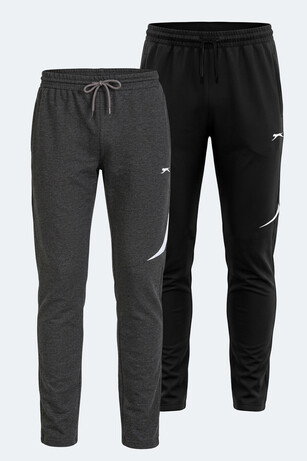 Slazenger PAPA 2 Lİ SET Erkek Cepli Siyah - Koyu Gri Eşofman Altı