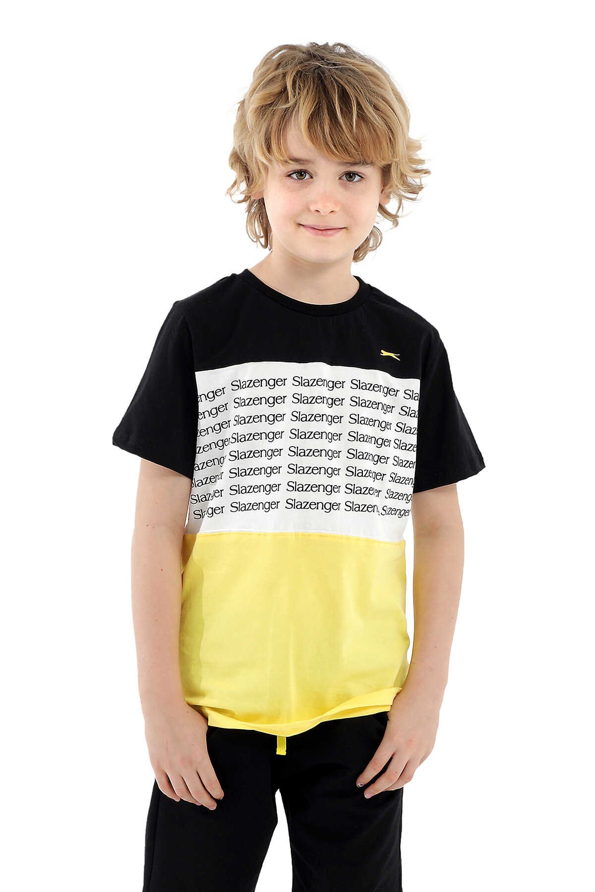 Slazenger - Slazenger PARS Erkek Çocuk Kısa Kol T-Shirt Siyah / Sarı