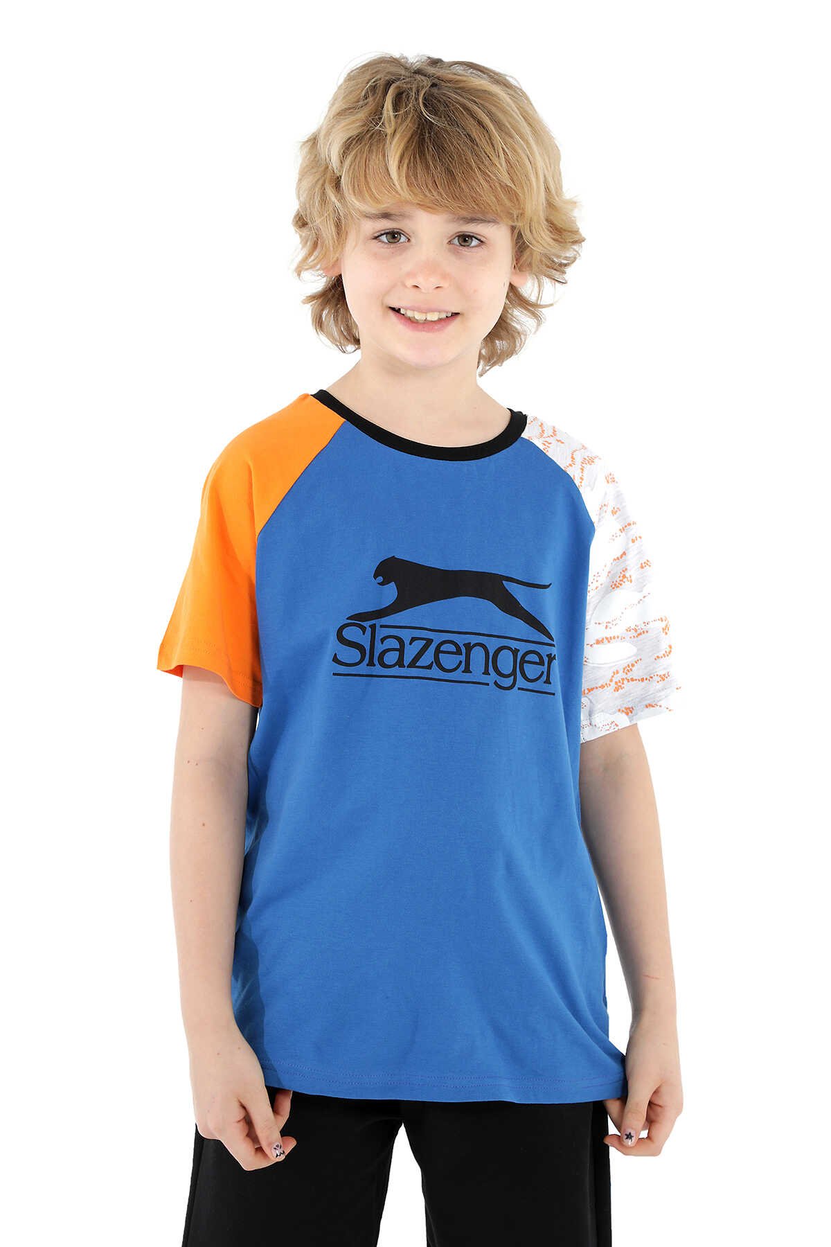 Slazenger - Slazenger PARVEEN Erkek Çocuk Kısa Kol T-Shirt Saks Mavi