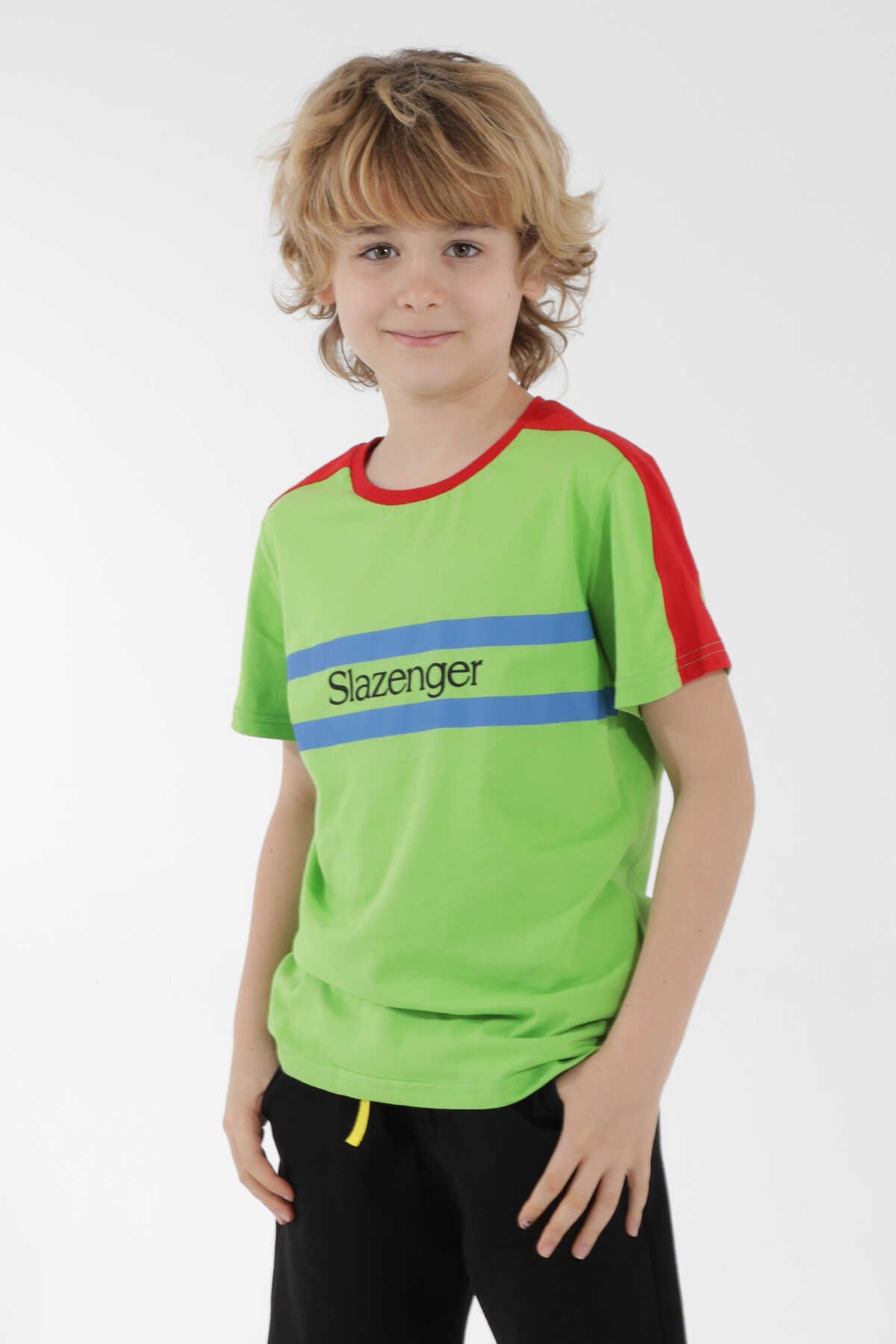 Slazenger - Slazenger PAT Erkek Çocuk Kısa Kol T-Shirt Yeşil