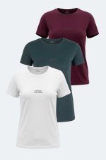 Slazenger - Slazenger PAYTONS 3 lü Set Kadın Ekru - Bordo - Antrasit Tişört