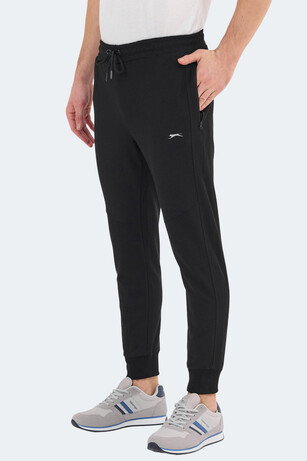 Slazenger PEARCE Erkek Fermuar Cepli Siyah Eşofman Altı 