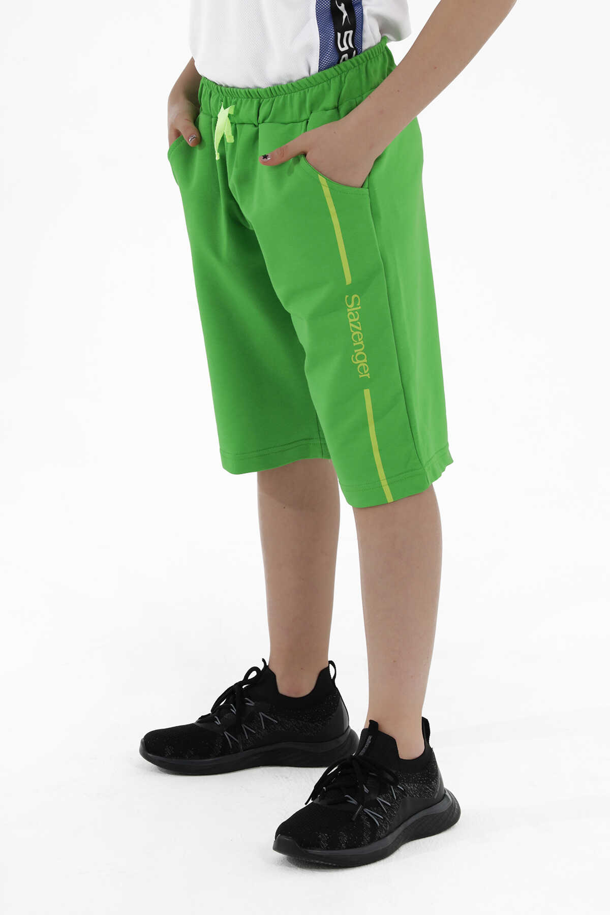 Slazenger - Slazenger PECE Erkek Çocuk Cepli Yeşil Şort
