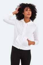 Slazenger - Slazenger PEMA I Kadın Fermuarlı Kapüşonlu Cepli Bej Sweatshırt