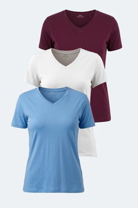 Slazenger - Slazenger PERICAS 3 lü Set Kadın Ekru - Mürdüm - Mavi Tişört