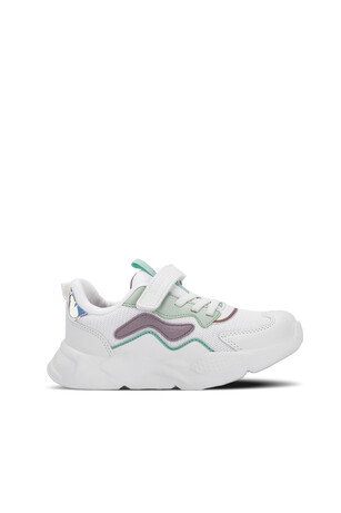Slazenger PESO I Kız Çocuk Cırt Cırtlı Beyaz / Lila Sneaker 