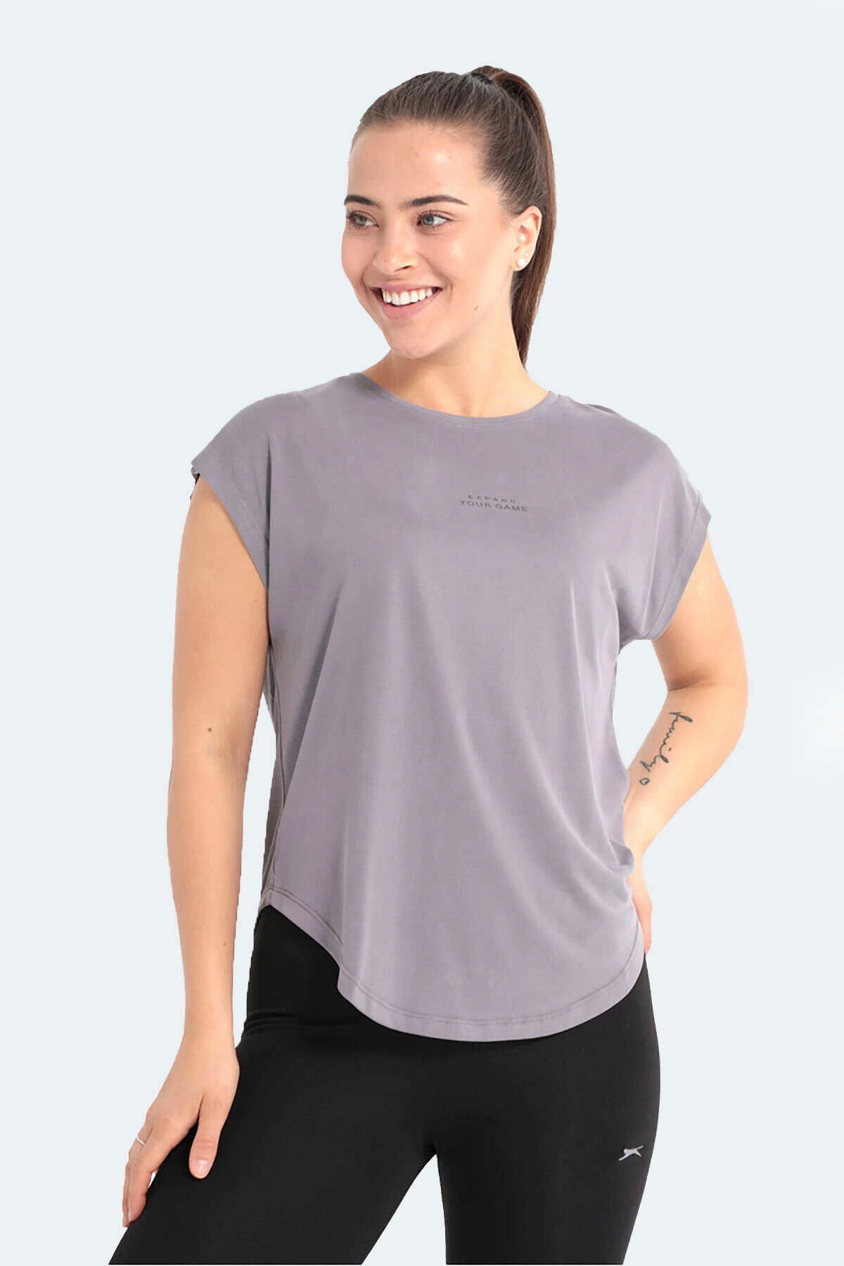 Slazenger - POLINA Kadın Kısa Kollu T-Shirt Gri