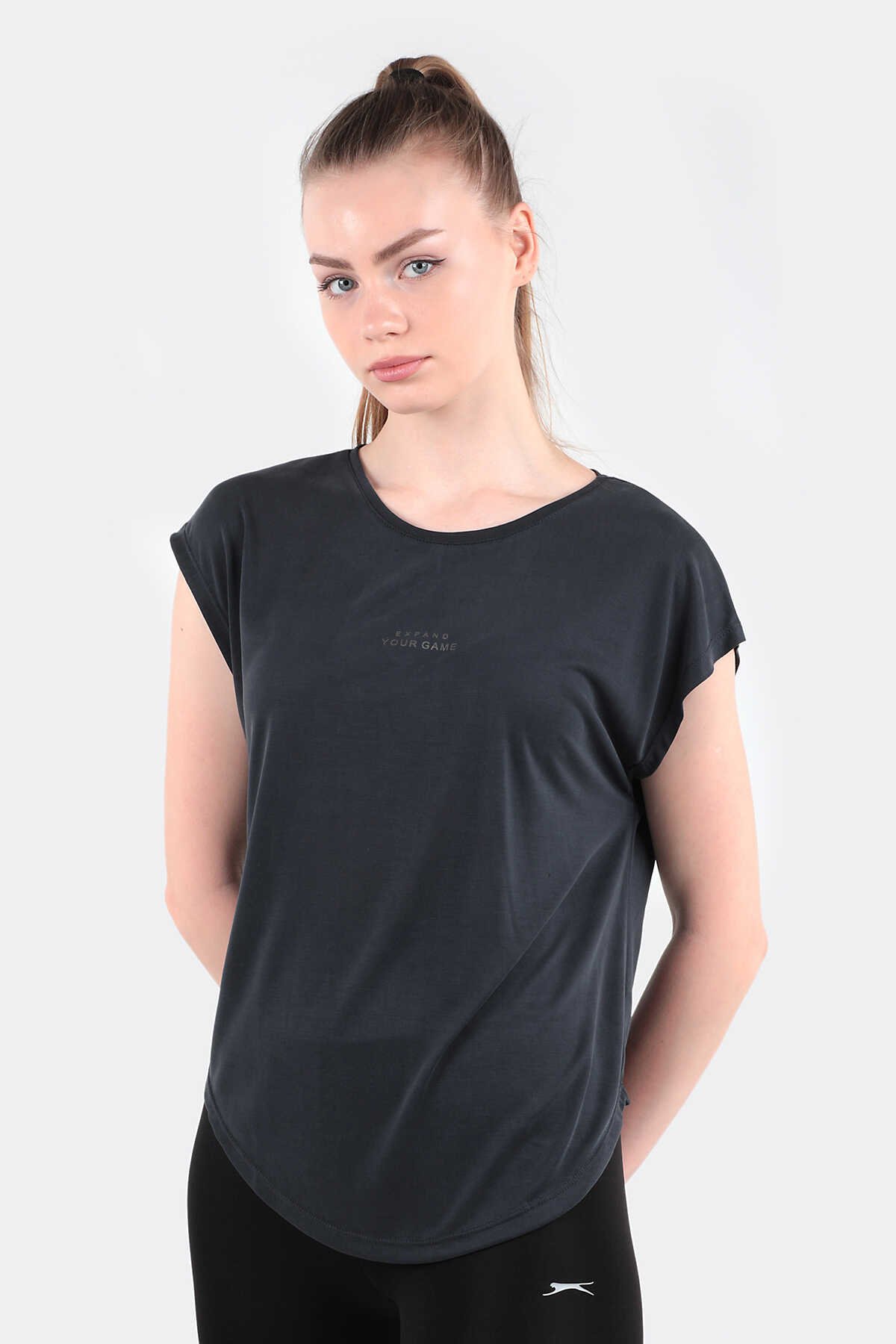 Slazenger - POLINA Kadın Kısa Kollu T-Shirt Koyu Gri