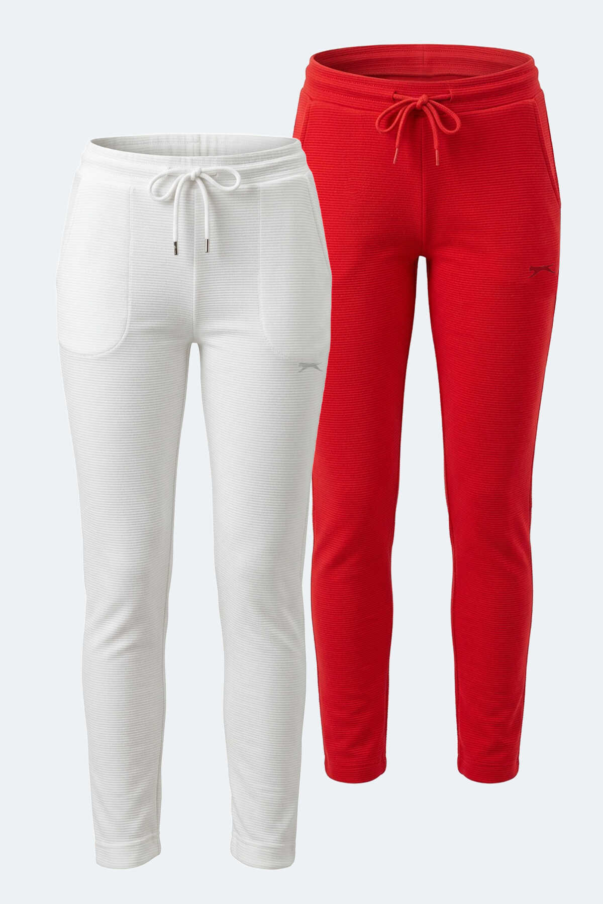 Slazenger - Slazenger POLL 2 Lİ SET Kadın Bej - Kırmızı Eşofman Altı