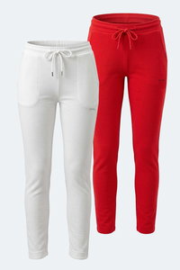 Slazenger - Slazenger POLL 2 Lİ SET Kadın Bej - Kırmızı Eşofman Altı