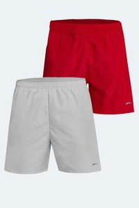 Slazenger - Slazenger RABI 2 li Set Erkek Cepli Deniz Şortu Gri - Kırmızı Mayo Slazenger - Slazenger RABI 2 li Set Erkek Cepli Deniz Şortu Gri - Kırmızı Mayo