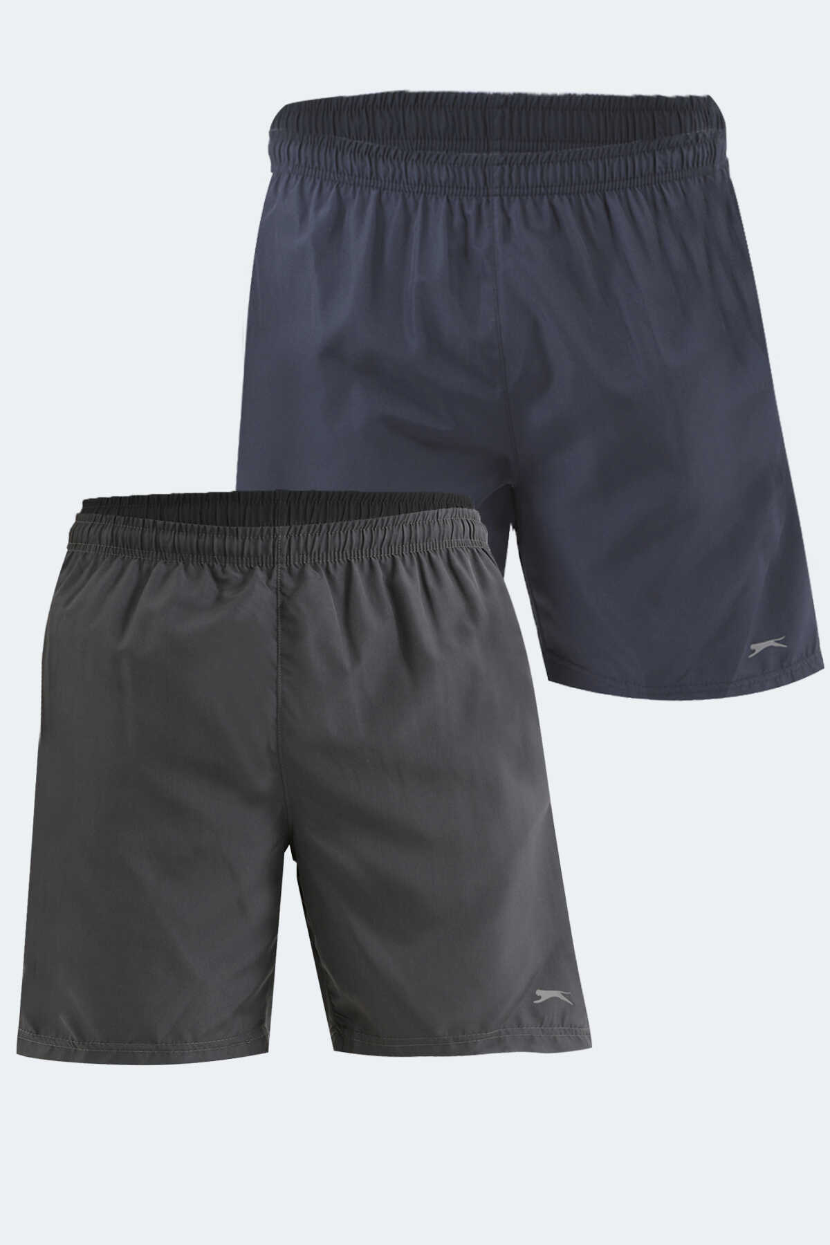 Slazenger - Slazenger RABI 2 li Set Erkek Cepli Deniz Şortu Koyu Gri - Lacivert Mayo