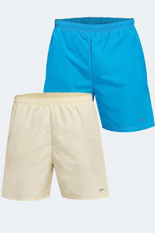 Slazenger RABI 2 li Set Erkek Cepli Deniz Şortu Saks Mavi - Sarı Mayo