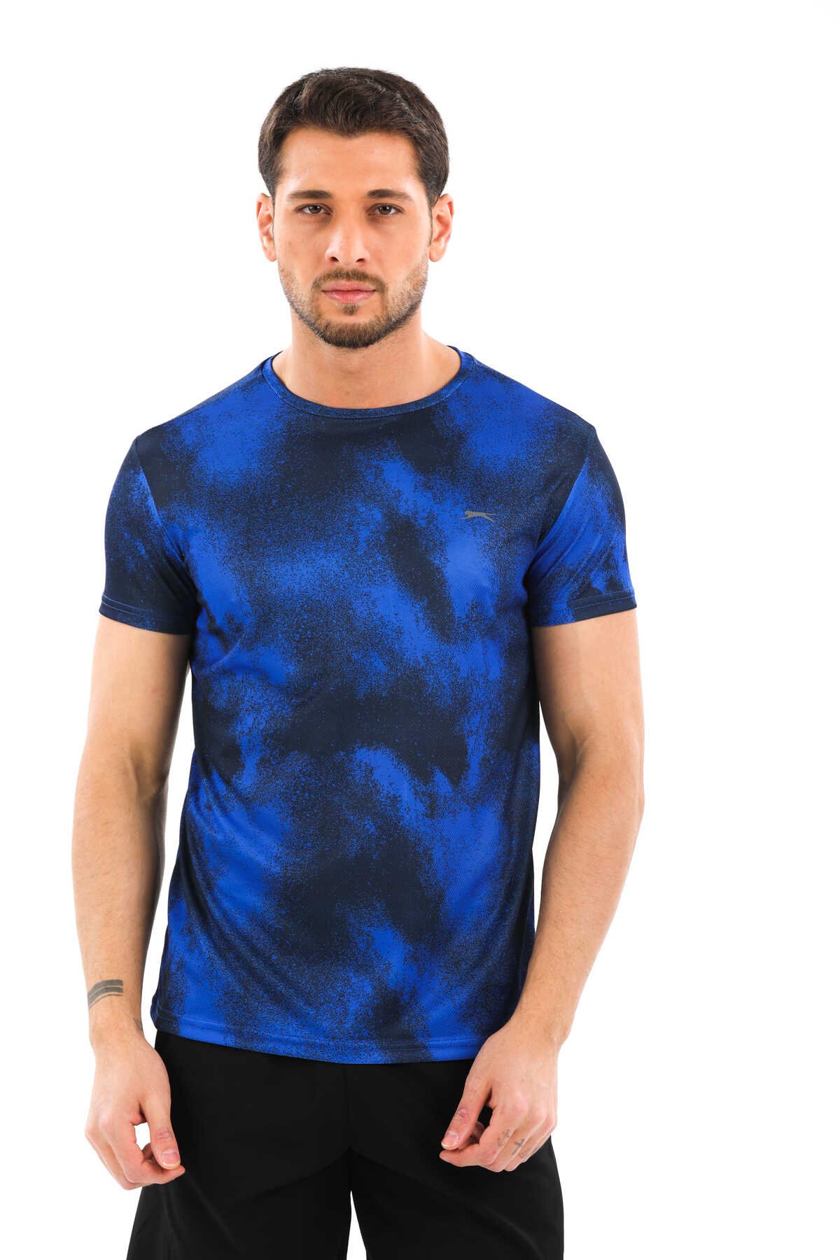 Slazenger - RADZIM Erkek Kısa Kol T-Shirt Saks Mavi / Siyah