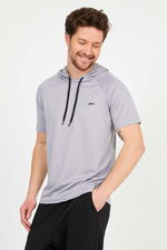 Slazenger - Slazenger RAGNA IN Erkek Kapüşonlu Gri Tişört