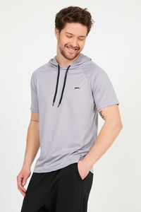 Slazenger - Slazenger RAGNA IN Erkek Kapüşonlu Gri Tişört