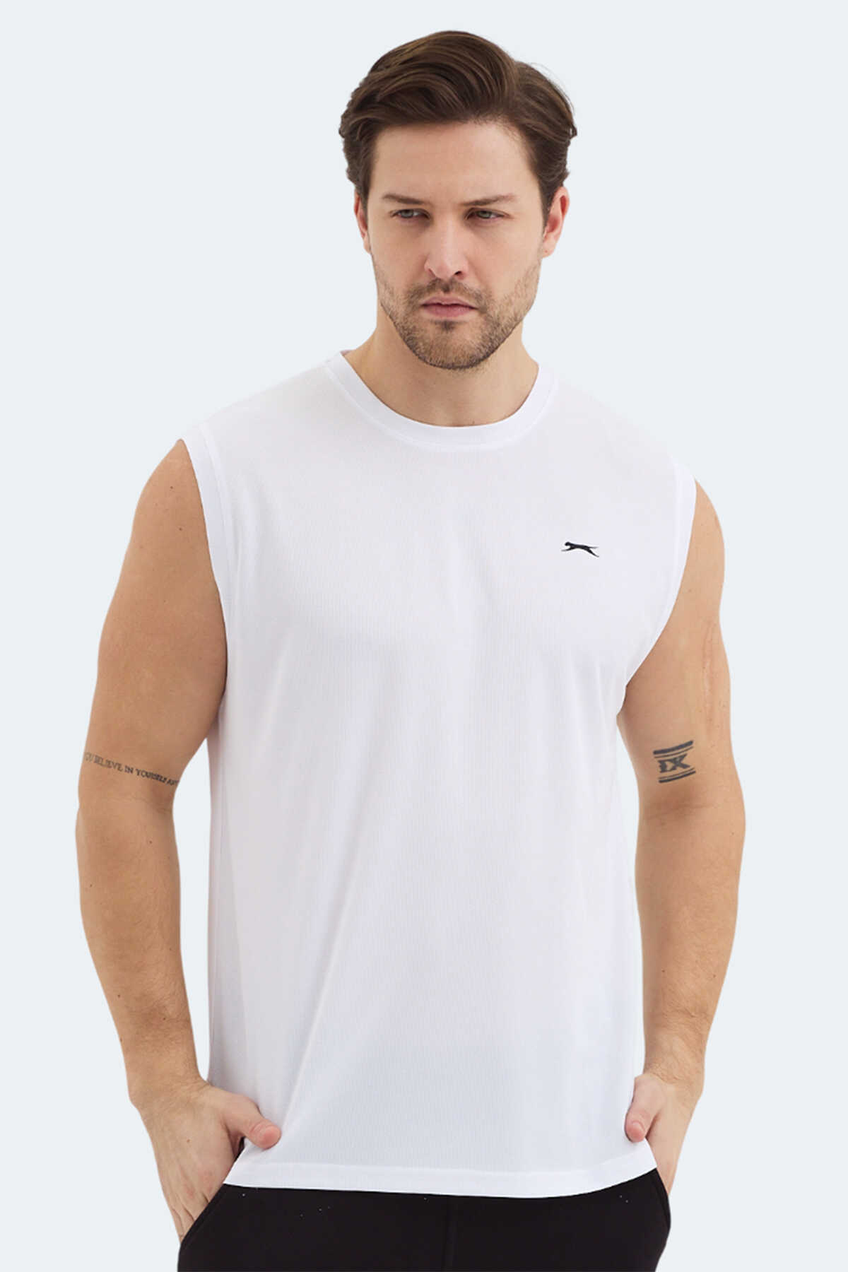 Slazenger - Slazenger RAJYA Erkek Kolsuz Beyaz Tişört