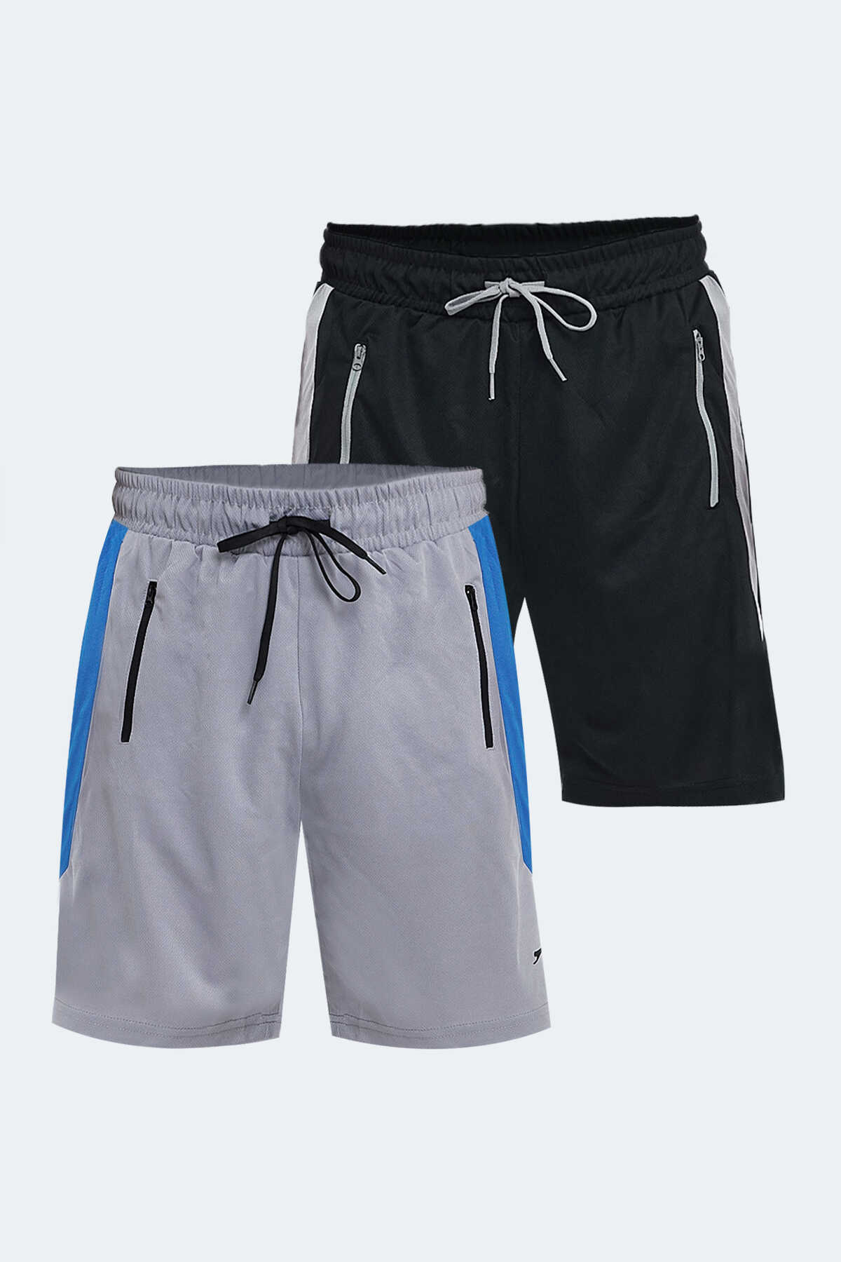 Slazenger - Slazenger RAKESH 2li Set Erkek Şort Siyah - Gri